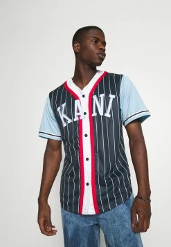 Karl Kani COLLEGE BLOCK PINSTRIPE BASEBALL SHIRT - Chemise Prix Préférentiel chemises col en v profond male