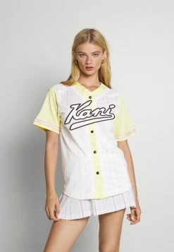 Vendre-Réclame Karl Kani VARSITY BLOCK PINSTRIPE BASEBALL SHIRT - T-shirt imprimé t-shirts col en v female